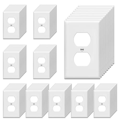 Image of ENERLITES Duplex Wall Plates, Electrical Outlet Covers, Standard Size 1-Gang 4.50 inch x 2.76 inch, Unbreakable Polycarbonate Thermoplastic, 8821-W-100PCS, White, 100 Pack