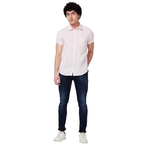 Image of Spykar Men's Regular Fit N /A Half Sleeve Solid Casual Shirts