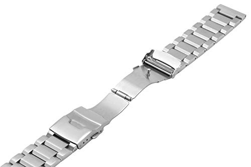 Juntan 18mm 20mm 22mm 24mm Classic Stainless Steel Watch Band Silver Black Brushed Metal Watch Strap for Women Men Watch Replacement Band Double Buckle