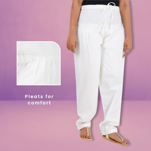 Image of Happy Bunny Salwar Pant - Modern Style Pure Cotton for Women - Ethnic Semi Patiala Trouser - Office,Home - All Day Comfort Wear with Drawstring