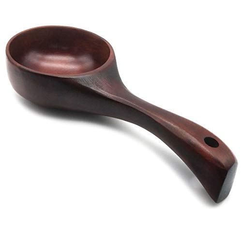 8 Inch Multipurpose Wooden Scoop Spoon Ladle With Short Handle Dark Brown Wood #TOP1
