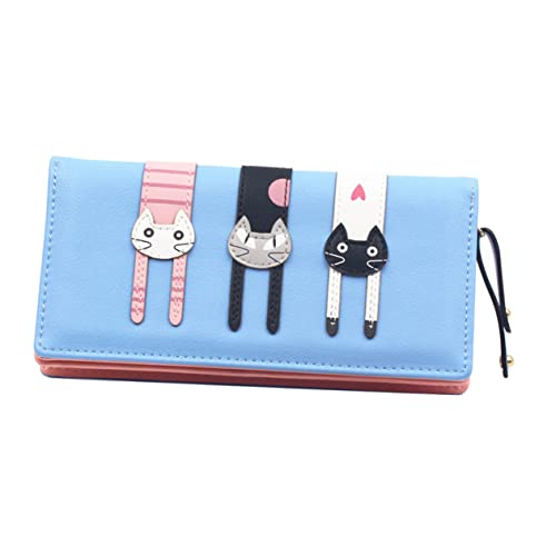 LIFKOME Cartoon Cat Zipper Wallet for Women Cute Purse Three Compartments Accessory for Students and Young Girls for Birthdays and Holidays