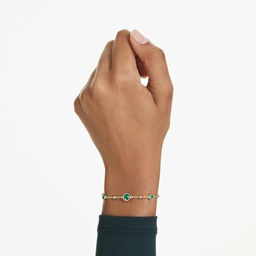 Swarovski Bracciale Imber, Taglio Rotondo, Verde, Placcato Oro - 7