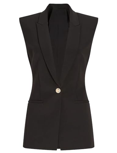 Gilet de costume femme à col en V et bouton unique chic