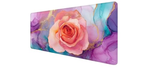 Tapis de souris XXL gaming rose 1600x800mm étanche avec bords cousus pour PC