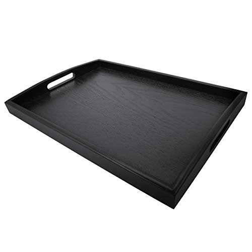 Familamb Serving Tray With Handles Wooden Breakfast Tray Food on Bed Rectangular Tray