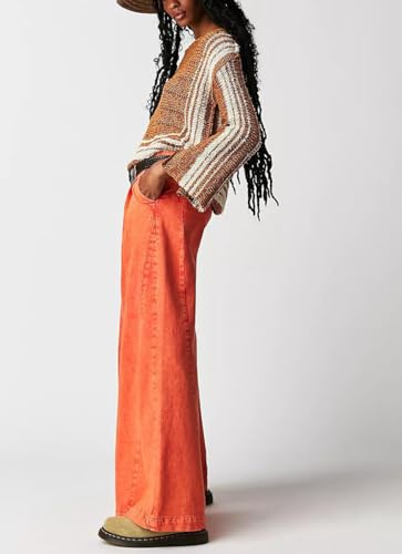 chouyatou Women's Boyfriend Denim Cargo Pants Y2K Baggy Wide Leg Casual Dressy Jeans Culottes3