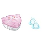 MAM Milk Powder Box, Formula Milk Powder Dispenser Stores 40 g Per Serving, Pink & Teats Size 2, Suitable for 2+ Months, Medium Flow Teats with SkinSoft Silicone, Fits All MAM Baby Bottles, Pack of 2
