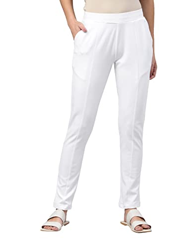 Image of GO COLORS Viscose Stretch Blend Ponte Pants Full Length for Women| Breathable, Mid Rise