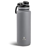 Manna Saratoga Double-wall Insulated Stainless Steel Bottle - 40 Oz - Powder Coated Smoke