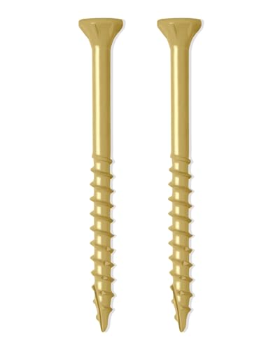 Image of IMSCREWS 50 Pcs #10 x 3 Inch Deck Screws - Star Drive Wood Screws, Tan Epoxy Coated Exterior Construction Fasteners for Fence, Decks & Treated Lumber - Self-Tapping, Rust Resistant (No Bit)