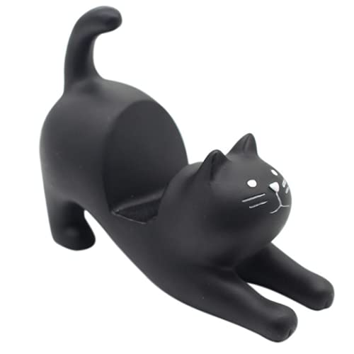 Cat Phone Holder - Lovely Animal Desktop Cell Phone Stand, Creative Cartoon Multi-Function Desk Phone Stand, Smartphone Dock (Black)