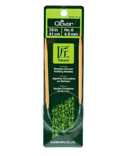 Clover Takumi Bamboo Circular 16-Inch Knitting Needles Size 6 (3016/16-06)
