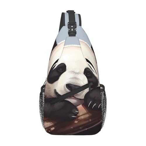 Morrales Sling Bag Unisex Negro con Diseño Cartoon miniatura 1