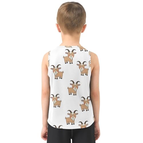 J JOYSAY Cartoon Goats White Boys Tank Top Sleeveless Muscle Shirts Quick Dry Active Workout Sport Kids T-Shirts 3-15T3