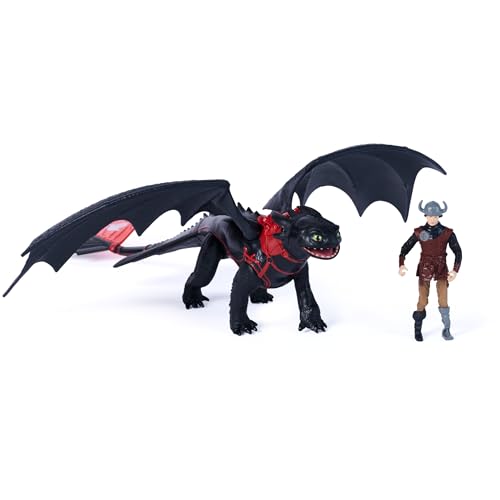 DreamWorks Dragons - Pack Figura Dragón y Vikingo: Desdentao y HIPO de Cómo Entrenar a Tu Dragón, Diseño Exclusivo Trial of Flame - Figuras de Acción Articuladas - Juguetes Niños 4 Años +