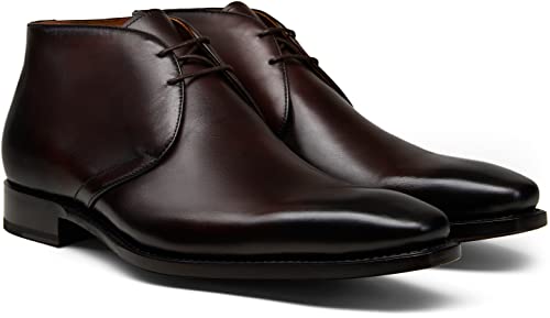 Jousen Le La Men's Chukka Boots Mens Goodyear Welted Dress Boots Calfskin Leather Ankle Boots For Men (7039.1707 Dark Brown 10.5) #TOP6