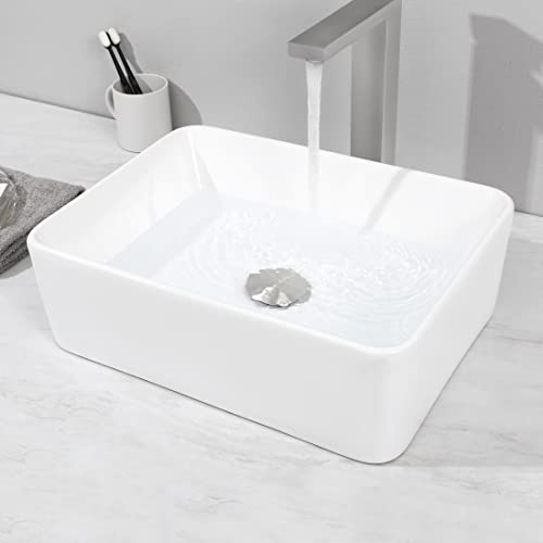 Kes Rectangle Bathroom Sink With Bathroom Sink Drain & Bathroom Faucet, Bvs110S40+S2008D-Bn+L3156Blf-Bs #TOP1
