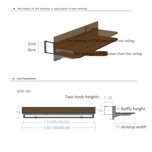 Bureau pliable balcon pour télétravail au soleil | Table murale et debout portable