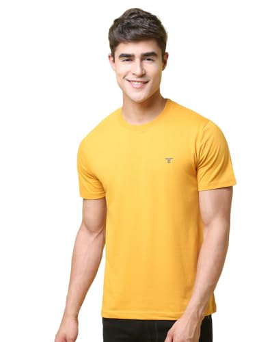 Image of Pinkmint Men's Cotton Blend T-Shirt ll Soild Round Neck T-Shirt ll Stylish Half Sleeve T-Shirt's (Pack of 1)