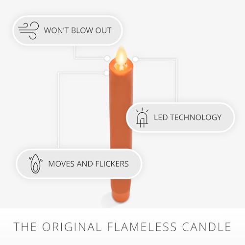 Image of Luminara - Flameless Battery Operated Taper Candle - Harvest Pumpkin - Pack of 1-1x9.5 - LED Flickering Flame - Realistic Safe for Home Kids and Pets