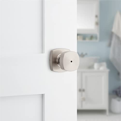 Kwikset Arroyo Knob Interior Privacy Door Knob with Lock, Door Handle For Bathroom and Bedroom, Satin Nickel Keyless Turn Lock Doorknob, with Microban Protection - image 3