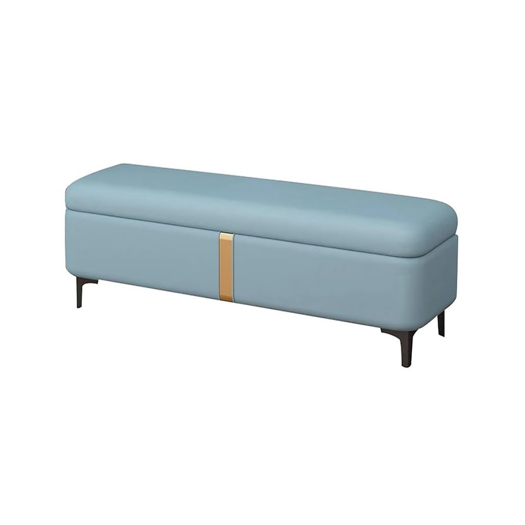 Banquette coffre de rangement bleu 120cm : la solution pour un salon ordonné