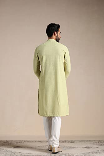 Image of Manyavar Men's Cotton Blend Self-Design Kurta Pyjama Set (2pcs)