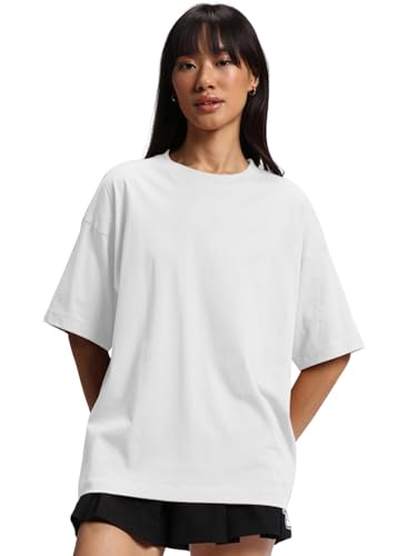 Image of JUNEBERRY 100% Pure Cotton Drop Shoulder Oversized Baggy Fit Half Sleeve Plain Solid Round Neck Multicolor T-Shirt Combo for Women & Girls (Pack of 3) (Sizes S-2XL)