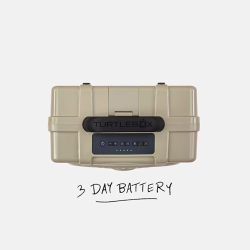 Image of Turtlebox Original Gen 3: Portable Outdoor Bluetooth Speaker - Ultra-Loud (120dB), Waterproof (IP67), Rugged, Impact-Resistant, 3-Day Battery | Party Mode: Unlimited Pairing Stereo, Tan /Blaze Orange
