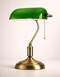 Abajur Vintage Luminária de Mesa Estilo Banqueiro Inglês Verde Clássico para Sala Escritório