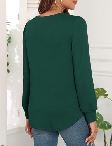 Image of WEACZZY Women Long Sleeve Shirts Crew Neck Tunic Tops Soft Casual Blouses