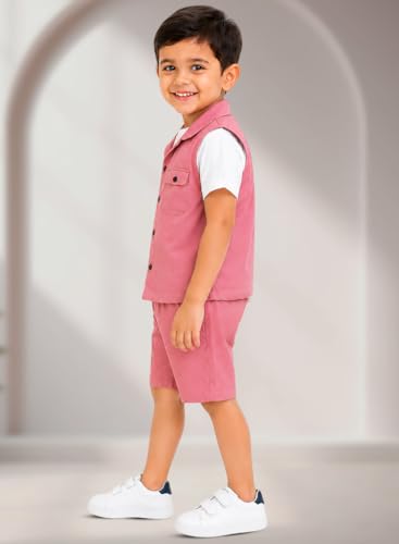 Image of 3BROS Kids Cotton Shirt Shorts Set for Boys Kids Clothing /Boys Clothing Set (Party /Festive) Wear