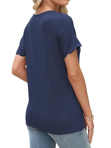 JomeDesign Womens Short Sleeve Tops V Neck Dressy Casual Loose Fit Shirts Summer Vaction Blouses 2025 Trendy Clothes3