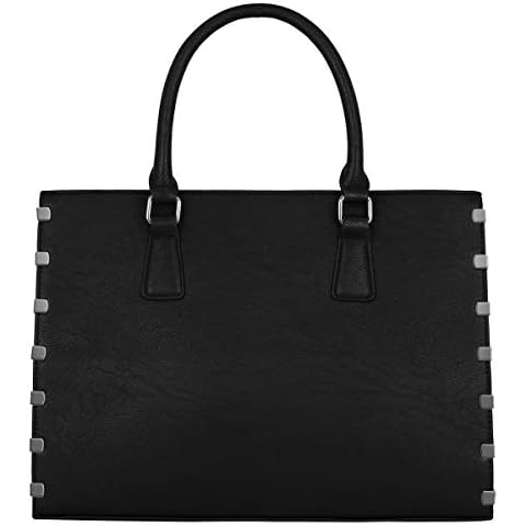 CRAZYCHIC - Women's Large Capacity Handbag Work Business Office School - Ladies Top-Handle Bag PU Leather - Tote Shopper Crossbody Shoulder Bag - College Student Satchel Elegant Briefcase - Black Cover