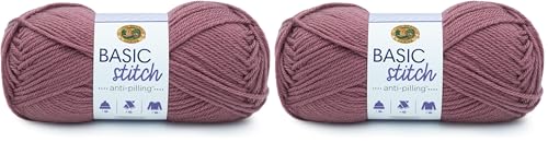 Image of Lion Brand Yarn Basic Stitch Anti-Pilling Knitting Yarn, Yarn for Crocheting, 2-Pack, Deco Rose
