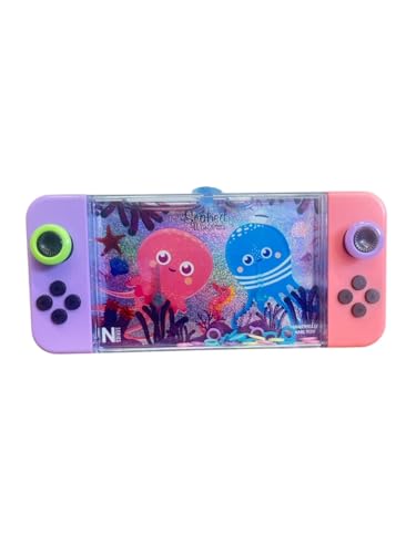 BLUECHOLON Juego de Agua con Anillas para Niños, Consola Acuática con Animales Marinos, Delfines, Tiburones, Ballenas, Medusas, 17 x 8 cm, Juguete Educativo de Coordinación Mano-Ojo (Medusas)