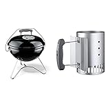 weber smokey joe premium holzkohlegrill Mit Tragebügel als Deckelhalter