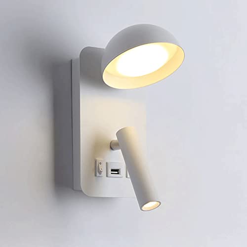Aplique de pared LED blanco con lector regulable de 3W para dormitorio moderno 2