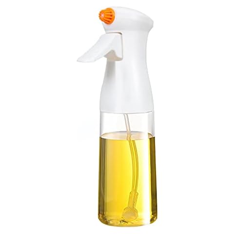 Oil Sprayer for Cooking,200ml Glass Olive Oil Sprayer Bottle Oil Dispenser with 2 Premium Nozzles,Refillable Food Grade Oil Spray Mister for Air Fryer, BBQ,Baking,Salad, Frying,Roasting (White) Cover