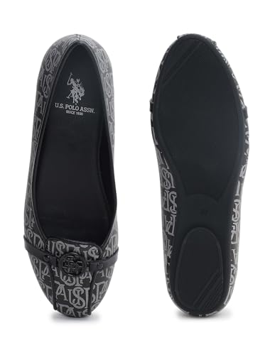 Image of U.S. Polo ASSN. Alina 2.0 Brown Monogram Print Ballerinas with Premium Upper