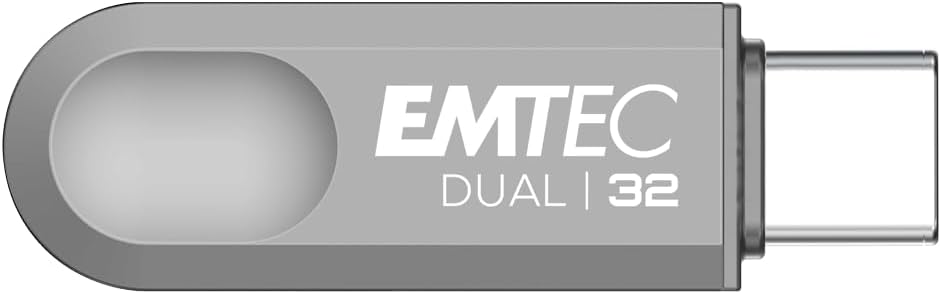 EMTEC - USB 3.2 USB-A Type-C Dual D280 ECMMD32GD283 - Flash Drive Universal Compatibility USB 3.2 - Read 80MB/s, Write 20MB/s, Eco Design, 32GB/GB