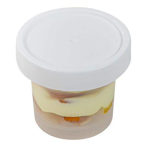 Restaurantware Mini Serve 7.6 Ounce Round Dessert Cups, 100 Disposable Pudding Cups With Lids - Durable, Stackable, Clear Plastic Parfait Cup With Lids, For Dessert Take Out And Delivery Orders