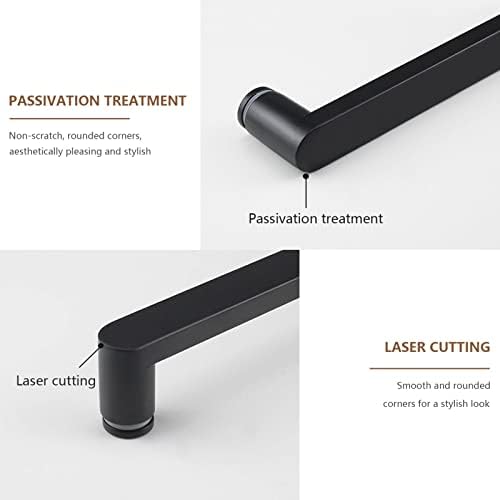 Matte Black Stainless Steel Bathroom Door Knobs & 400mm Towel Bar, Shower Glass Door Pull Handle & Grab Bar for Enclosures, Durable & Stylish Bathroom Accessories