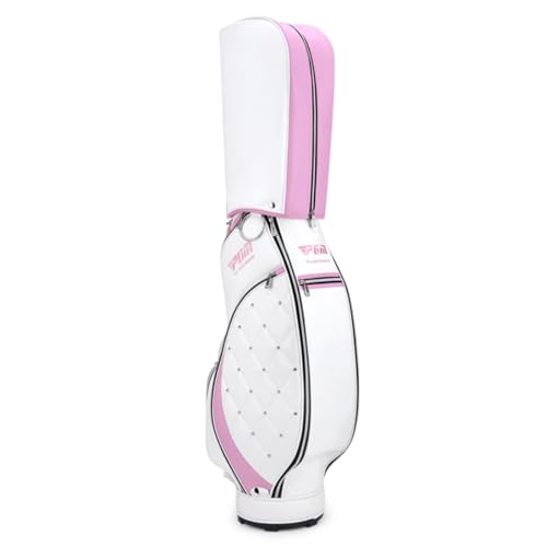 xinzyxx キャディバッグ 防水ゴルフトラベルバッグ 練習用 携帯便利 ゴルフクラブ収納ホルダー ケース 軽量 大容量 クラブケース 5分割口枠 低重心 安定感 Golf Club Bag スタンド キャディーバッグ(Pink)