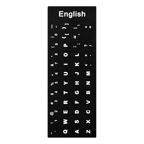 Tabanzhe Universal English Keyboard Stickers,Waterproof Non Transparent Keyboard Alphabet Replacement Sticker with White Letters Black Background for Computer Laptop Notebook Desktop