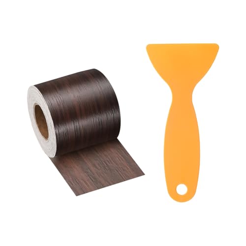 Image of HARFINGTON Wood Grain Repair Tape 2 Inch x 33ft Self Adhesive Repair Patch Tape Simulated Wooden Floor Tapes with Plastic Scraper for Tables Doors Windows Furniture, Black Walnut