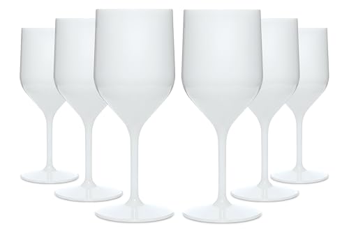 WUITOKI Calici bianchi in plastica, 6 pz, 25cl, riutilizzabili, lavabili in lavastoviglie, infrangibili, privo di BPA
