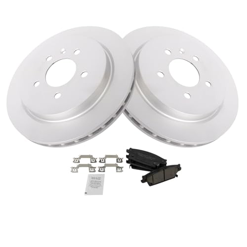Image of TRQ Rear Brake Pad and Rotor Set Ceramic Coated Rotors Brake Code JE5 298mm Rotor Diameter Compatible with 2006-2007 Cadillac CTS 2005-2009 STS
