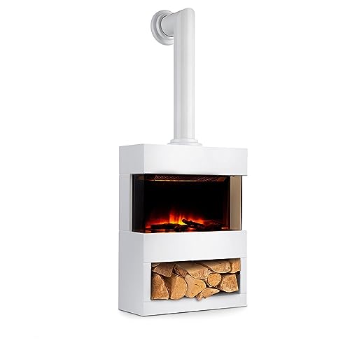 Klarstein Elektrokamin, Elektro Heizungen für Wohnzimmer & Innenräume, Elektrischer Kamin mit LED Flammen, Freistehender Kamin, Heizlüfter mit Timer, Einstellbarer Thermostat, Heizung 1800 W